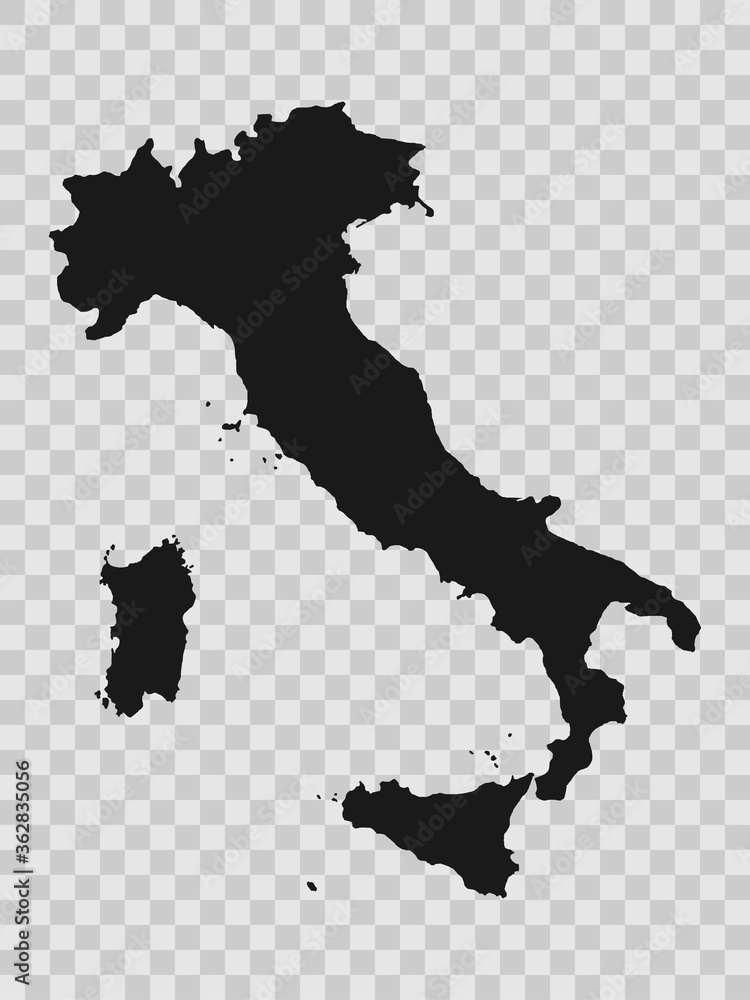 Italy - high detailed vector map on transparent background