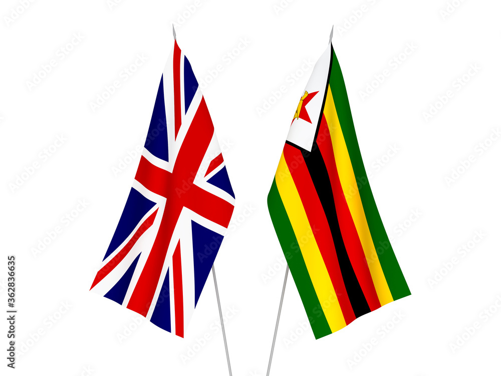 Great Britain and Zimbabwe flags