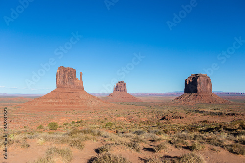 The buttes at Monument Valley  on a sunny day  in Utah.