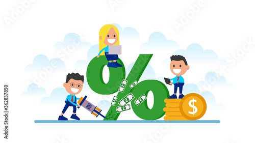 Business people and percent symbol.
