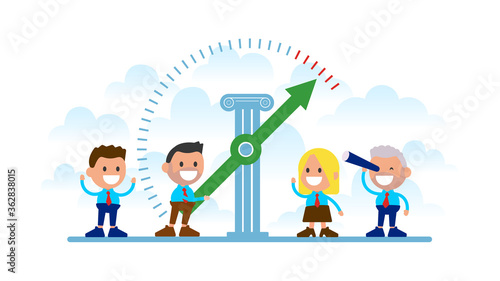 Full power. Teamwork vector concept.
