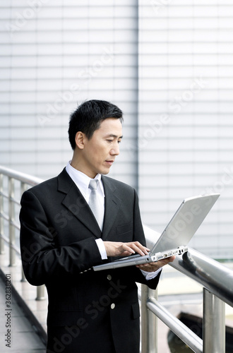 Businessman using laptop