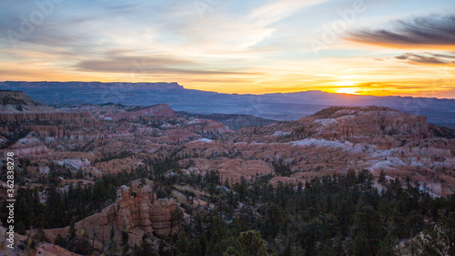 The sunrise view of Bryce Canyon, at insperation point, in Utah.