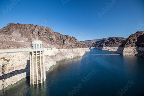 The Hoover Dam and Lake Mead Near Las Vegas.