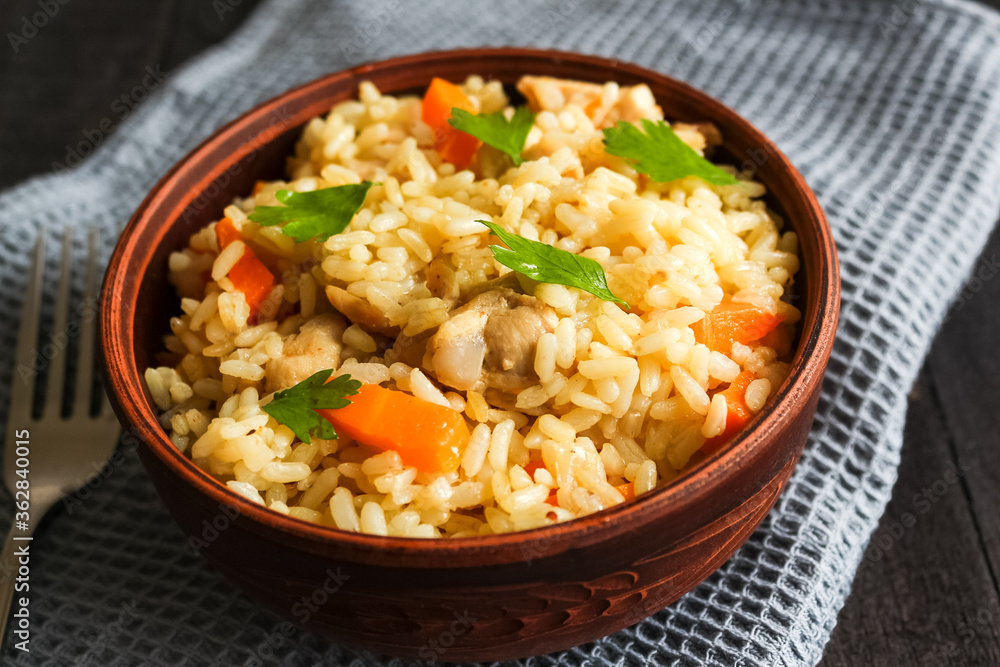 Chinese rice with vegetables and chicken Chinese rice with vegetables and chicken