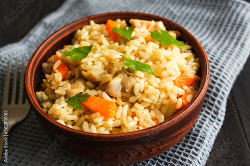 Chinese rice with vegetables and chicken