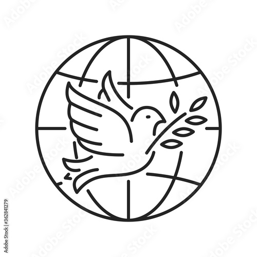 NGO (non governmental organization) black line icon. Non profit community. International volunteer. Pictogram for web page, mobile app, promo.
