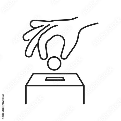 Donation money black line icon. Charity concept. Сontribution aid. Fundraising. Pictogram for web page, mobile app, promo. 