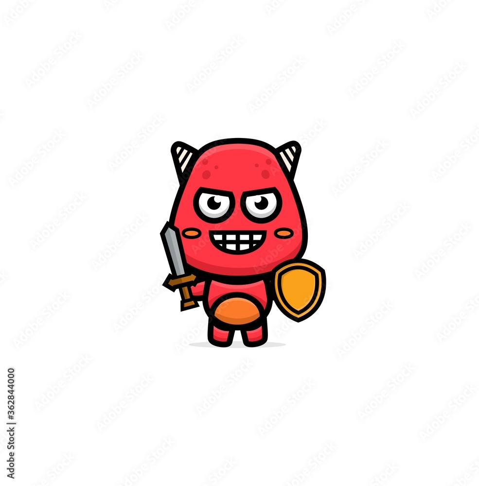 Illustration of cute red monster
