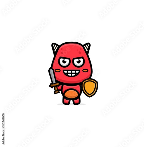 Illustration of cute red monster © Ratuhiliyatul