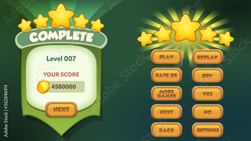 Casual Game UI Menus Popups  Buttons