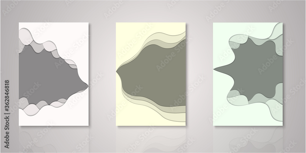 Set of background for covers design paper cut style vector illustration. Set of background for covers design paper cut style vector illustration.