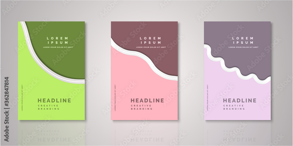 Set of background for covers design paper cut style vector illustration. Set of background for covers design paper cut style vector illustration.