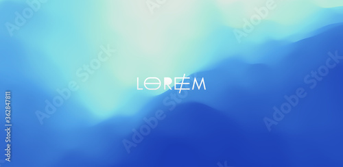 Blue abstract background. Realistic landscape with waves. Cover design template. 3d vector illustration.