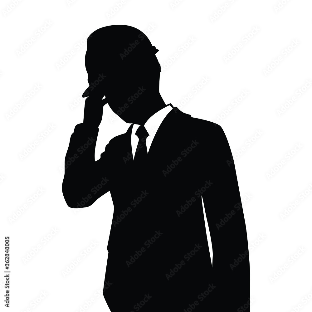 Male engineer silhouette vector