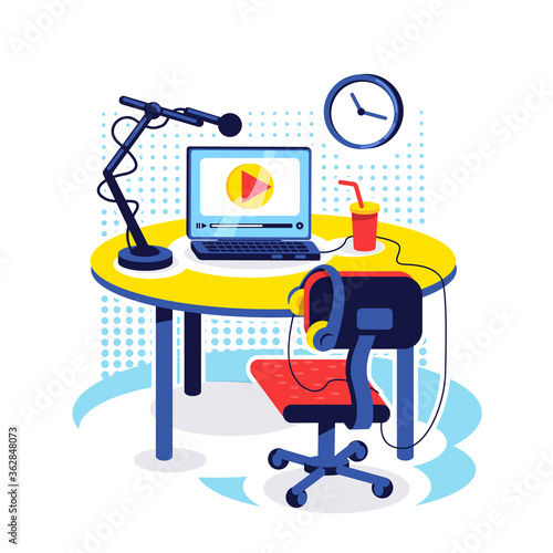 Streamer setup flat concept vector illustration