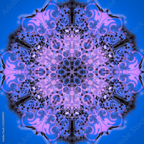 Fototapeta Naklejka Na Ścianę i Meble -  Mandala abstract blue background colorful motif