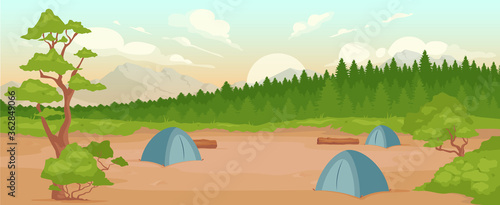 Camping flat color vector illustration