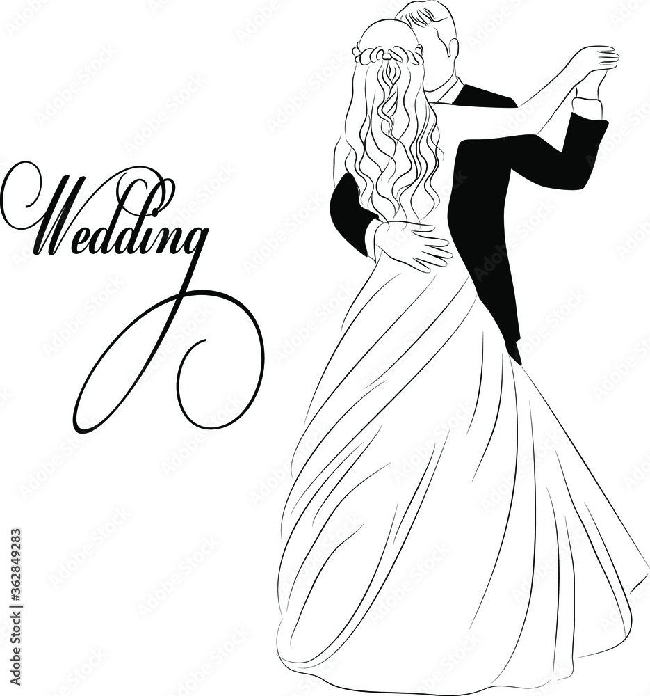 Wedding couple, bride and groom embracing each other vector illustration  sketch doodle hand drawn with black lines isolated on white background  Stock Vector Image & Art - Alamy