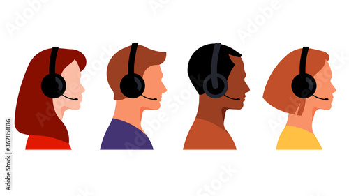 Dispatchers. Call Center. Worker. Avatar. Male and female.