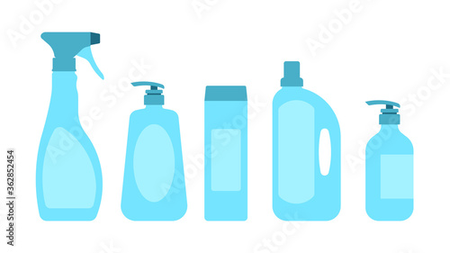 Home cleaning and housekeeping. Cleaning supplies and items. Copy space.