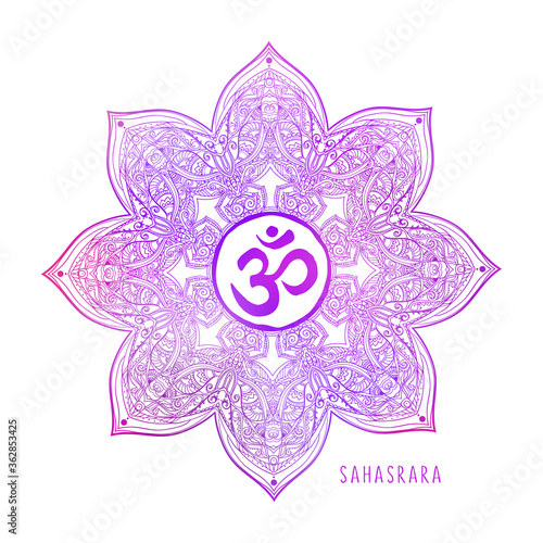 chakras symbol coloring vector illustration. For logo yoga healing, mandala, meditation, kundalini