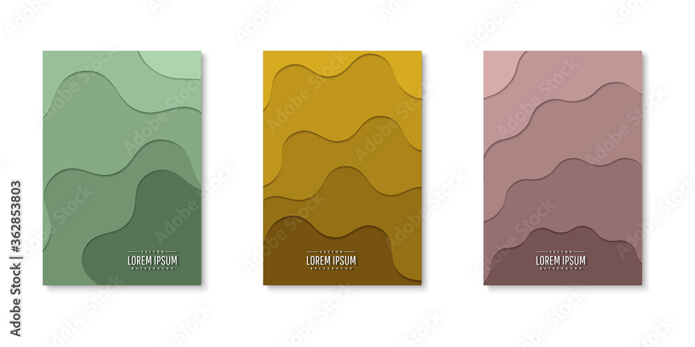 Set of background for covers design paper cut style vector illustration. Set of background for covers design paper cut style vector illustration.
