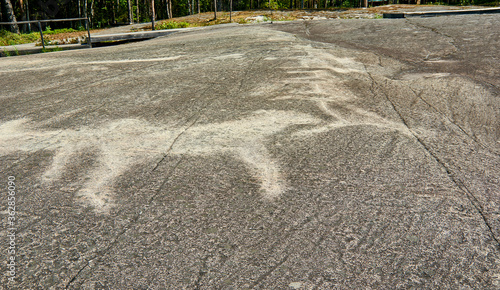 Petroglyphs in Karelia, Belomorsk district, Russia. photo