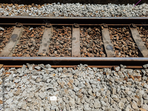 Rails and sleepers railway tracks in Thailand