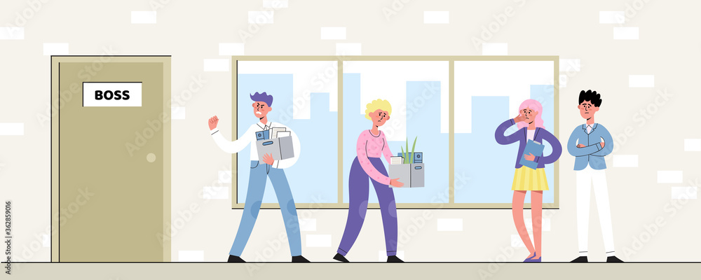Vector illustration of loss of work by employees in office Vector illustration of loss of work by employees in office