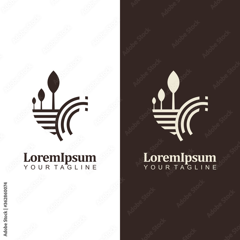 Fotobehang Chocoladebruin Eco-logo. Eenvoudig landschapslogo #362860074