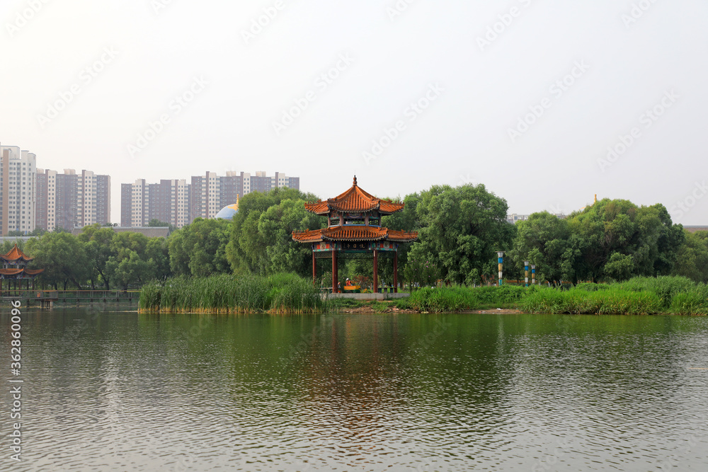Pavilion in Beihe Park, Luannan County, Hebei Province, China Pavilion in Beihe Park, Luannan County, Hebei Province, China