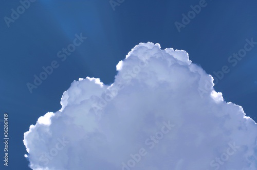 Sun rays shine from the clouds