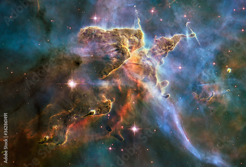 Obraz na plátne Hubble image of the  Eagle Nebulaas Pillars of the Creation