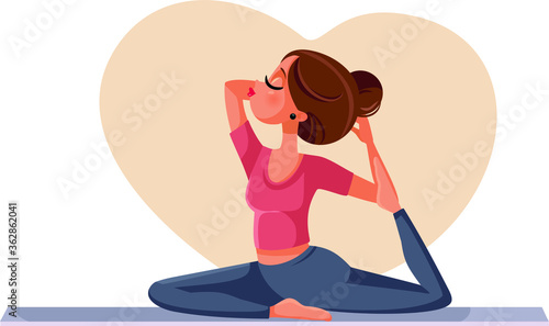 Young Sporty Woman Practicing Yoga Doing Mermaid Exercise