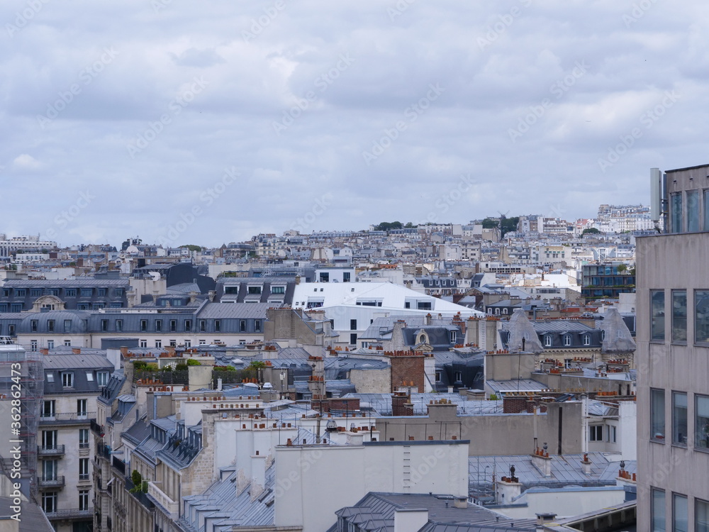 A panoramic view of Paris from a nice terrace. (view from Paris 9th district)