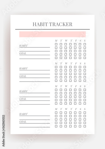 Planner sheet vector. Printable vertical notebook page