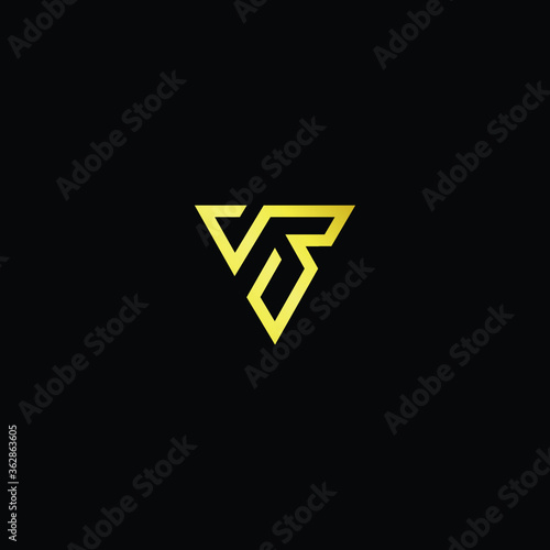Minimal elegant monogram art logo. Outstanding professional trendy awesome artistic VB BV initial based Alphabet icon logo. Premium Business logo gold color on black background