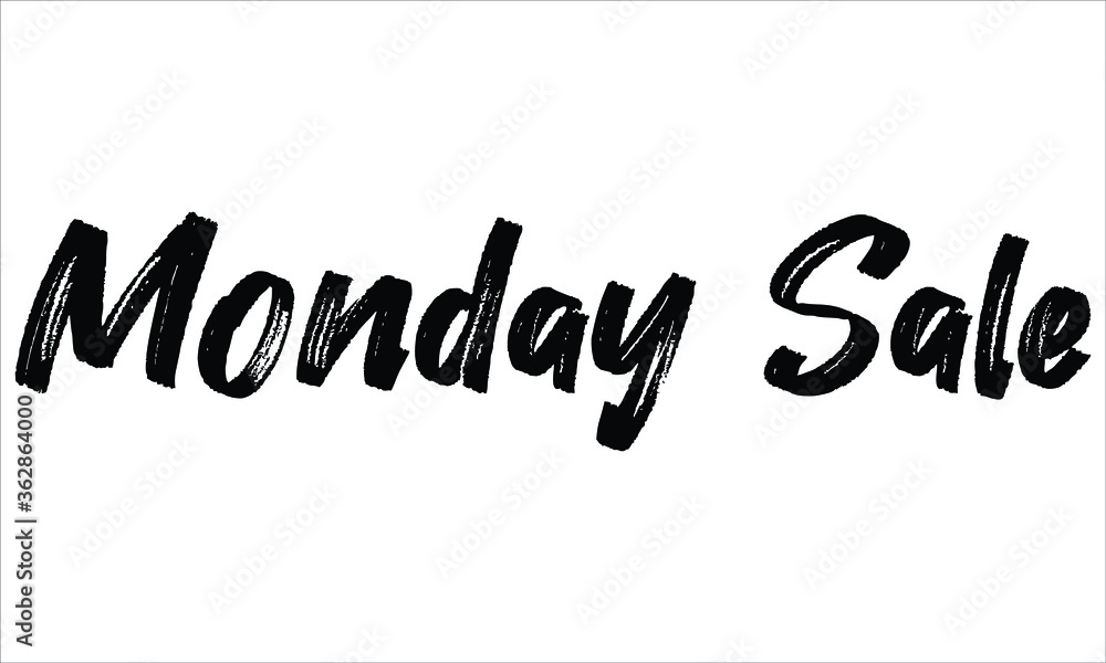 Monday Sale Brush Typography Hand drawn writing Black Text on White Background Monday Sale Brush Typography Hand drawn writing Black Text on White Background