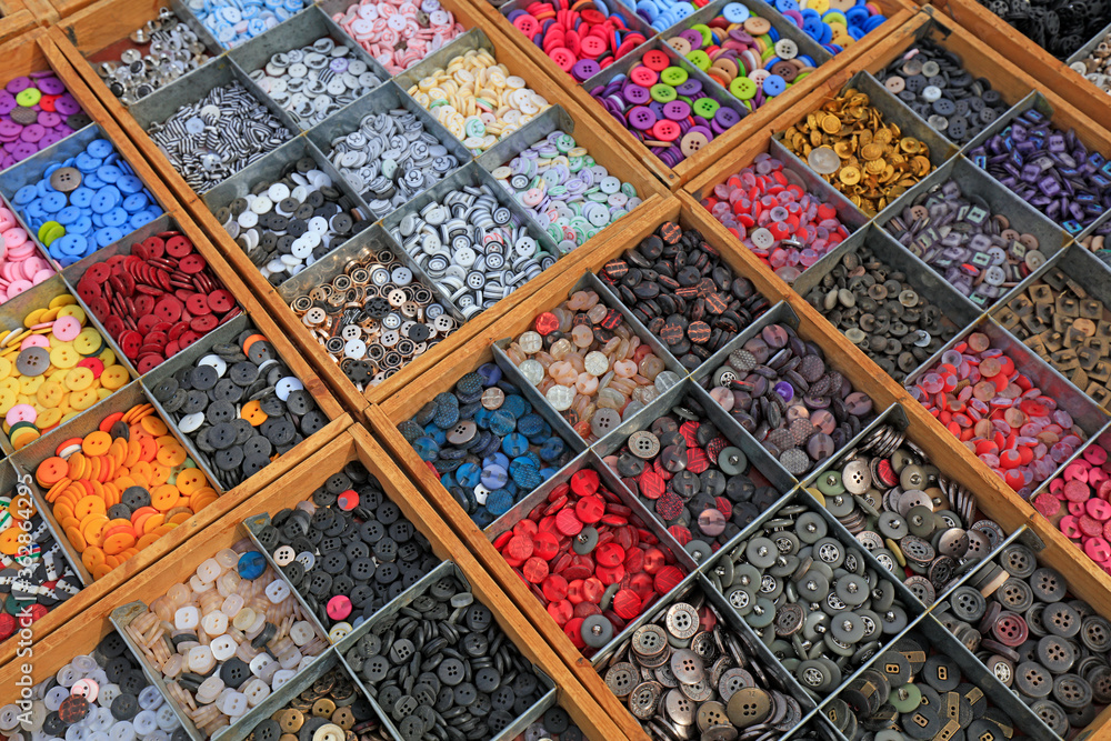 button stall on the market, China