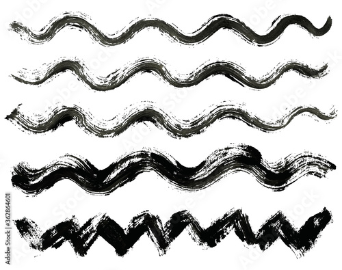 Wavy strokes. Black brush strokes