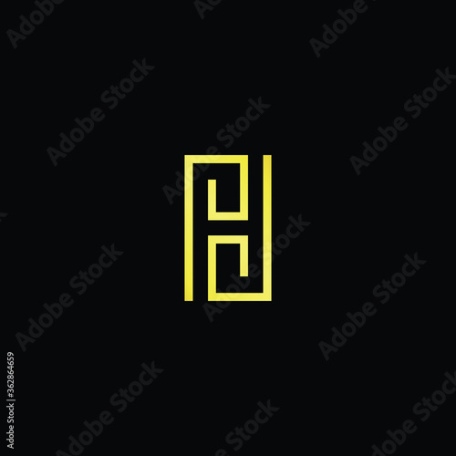 Minimal elegant monogram art logo. Outstanding professional trendy awesome artistic H PD DP initial based Alphabet icon logo. Premium Business logo gold color on black background