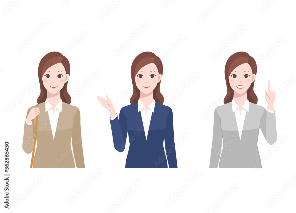 スーツを着た女性3パターン