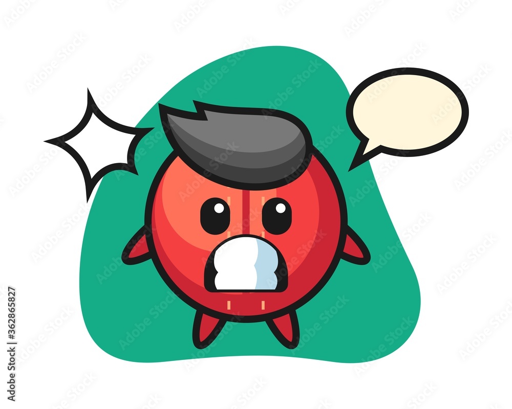 Naklejka premium Cricket ball cartoon with shocked gesture