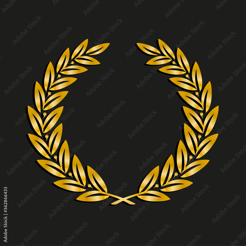 Gold award laurel wreath. Symbol victory, triumph and success illustration