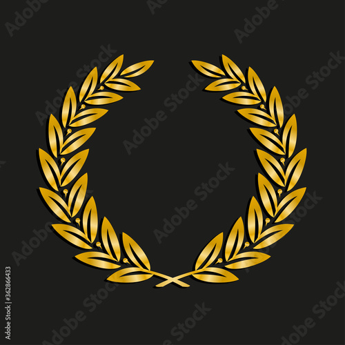 Gold award laurel wreath. Symbol victory, triumph and success illustration