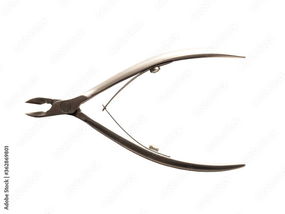 Cuticle nippers manicure metal on a white background
