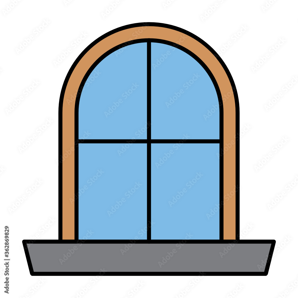 Rounded Rectangle Shape Balcony Window Interior decor Vector Icon Design Rounded Rectangle Shape Balcony Window Interior decor Vector Icon Design