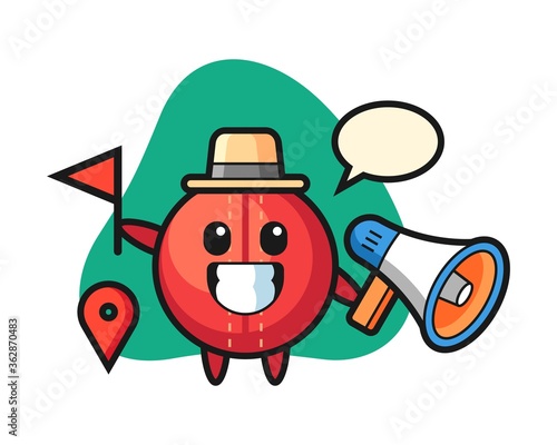 Cricket ball cartoon as a tour guide