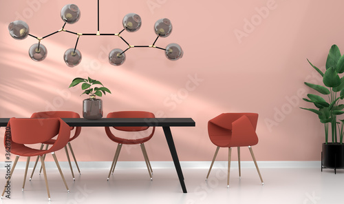 Fotografía Dining room / conference room, modern, stylish interior with desk and design cha